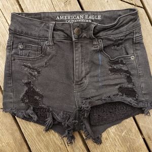 American Eagle hi-rise black shorts